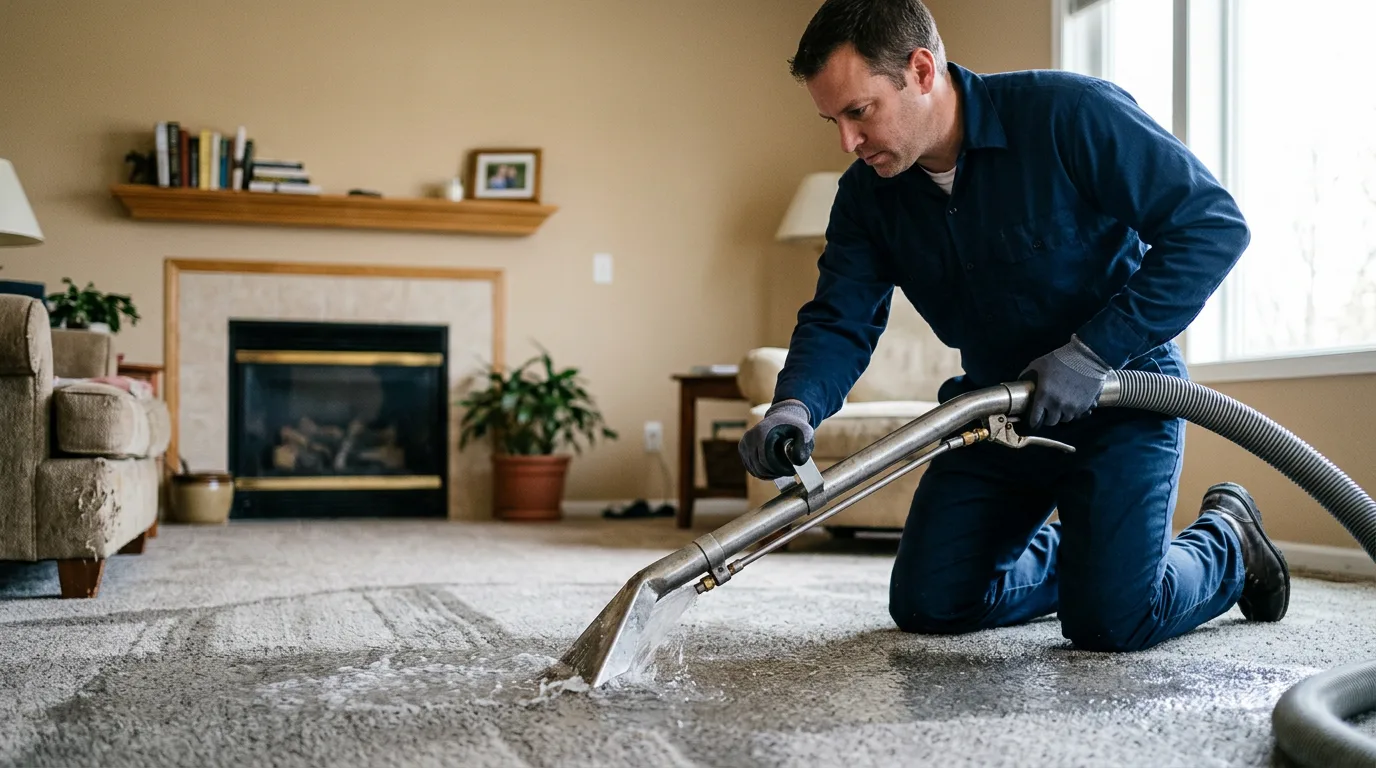 Water damage restoration technician working near Cowley, WY